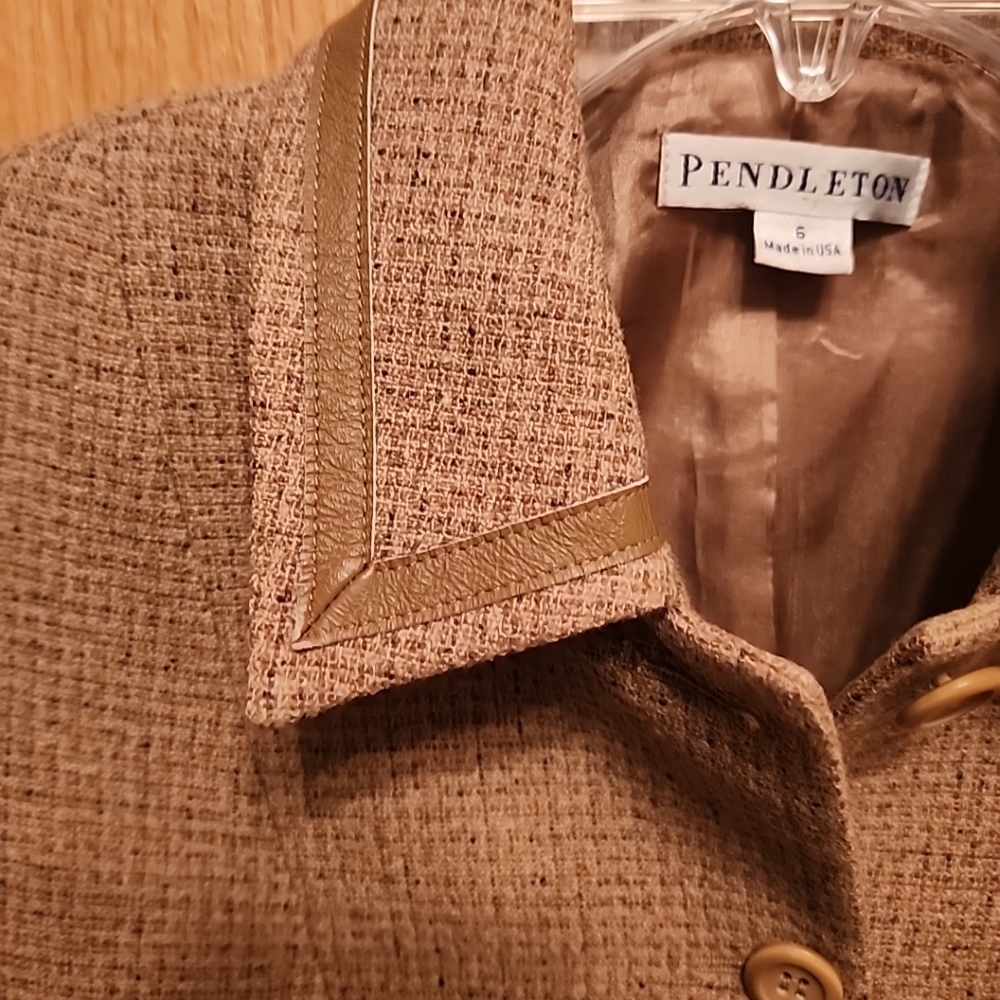 Pendleton Wool Fitted Blazer Leather Trim Lined S… - image 3